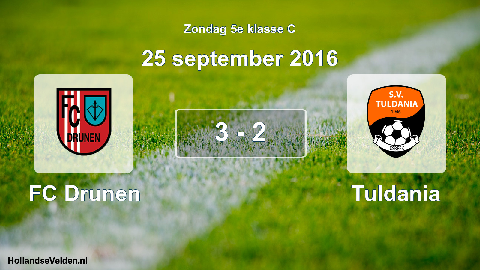 Total number of matches played: FC Drunen - Tuldania 3 - 2 (25 September 2016)