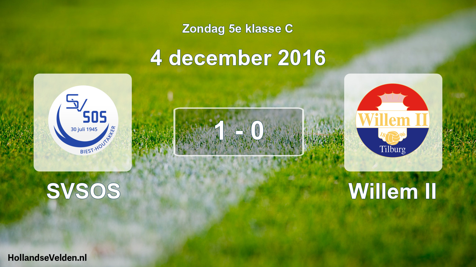 Total number of matches played: SVSOS - Willem II 1 - 0 (4 December 2016)