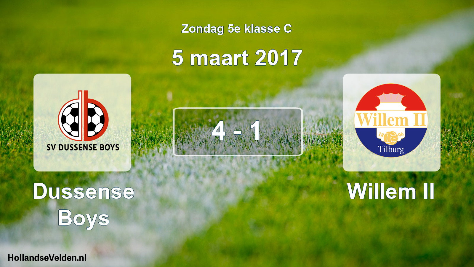Total number of matches played: Dussense Boys - Willem II 4 - 1 (5 March 2017)