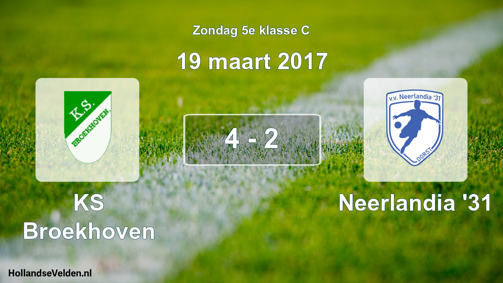Total number of matches played: KS Broekhoven - Neerlandia '31 4 - 2 (19 March 2017)