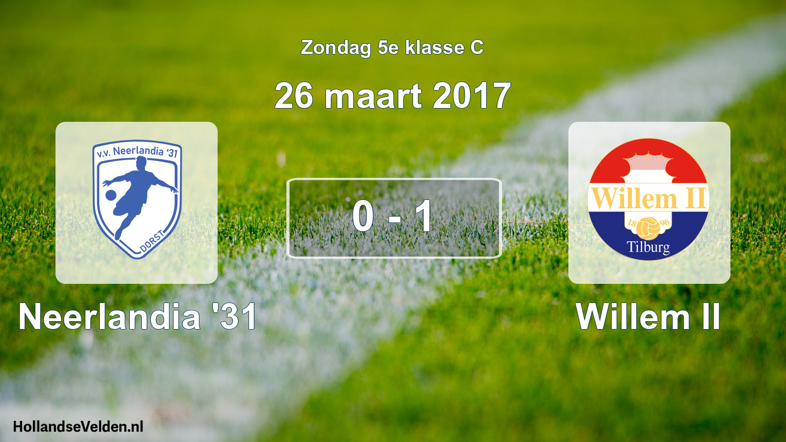 Total number of matches played: Neerlandia '31 - Willem II 0 - 1 (26 March 2017)