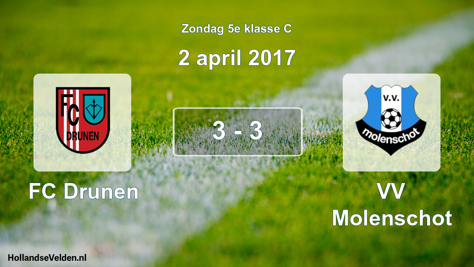 Total number of matches played: FC Drunen - VV Molenschot 3 - 3 (2 April 2017)