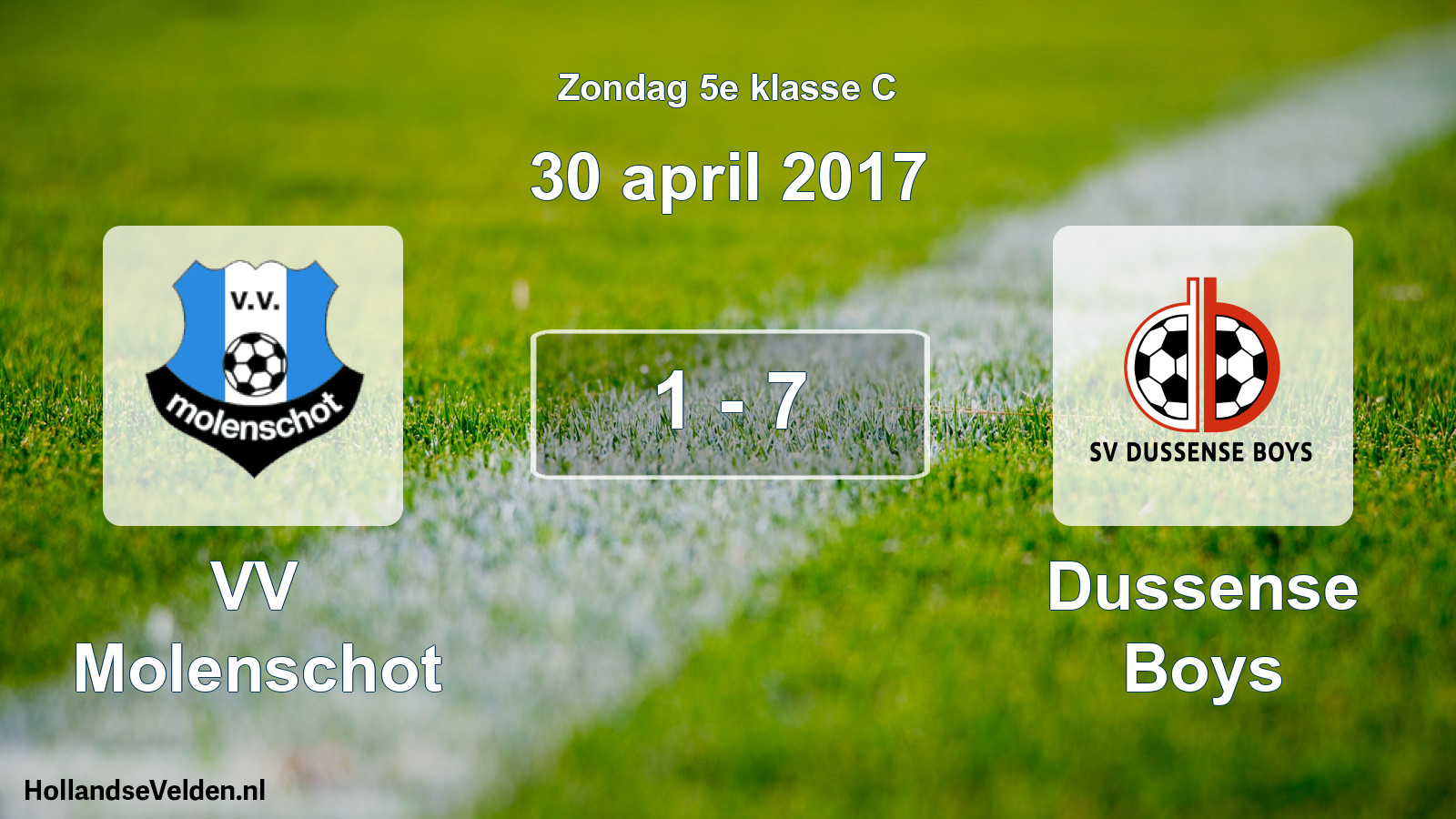 Total number of matches played: VV Molenschot - Dussense Boys 1 - 7 (30 April 2017)