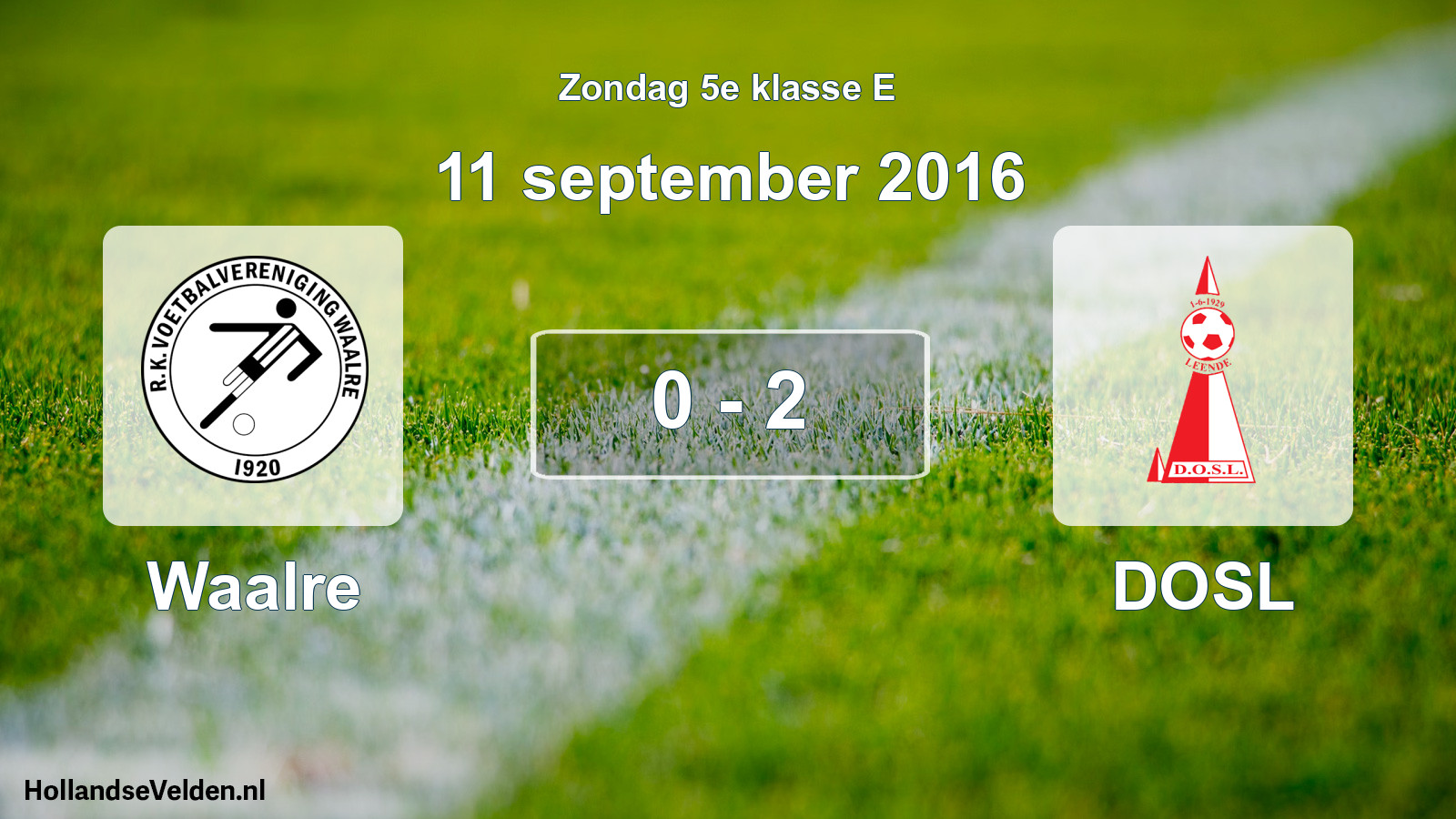 Total number of matches played: Waalre - DOSL 0 - 2 (11 September 2016)