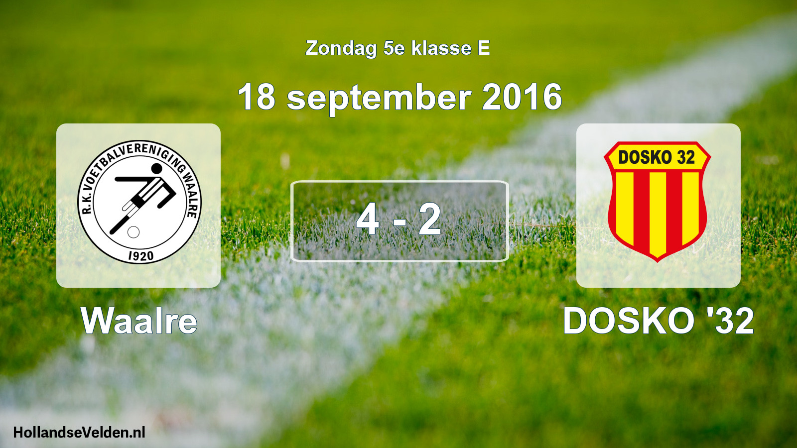 Total number of matches played: Waalre - DOSKO '32 4 - 2 (18 September 2016)