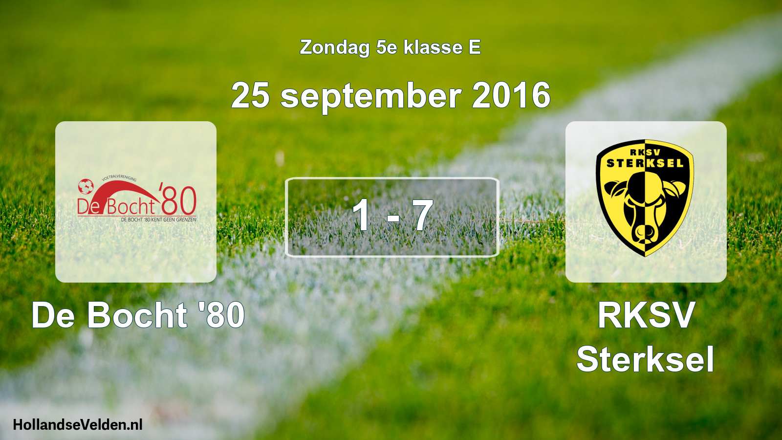 Total number of matches played: De Bocht '80 - RKSV Sterksel 1 - 7 (25 September 2016)