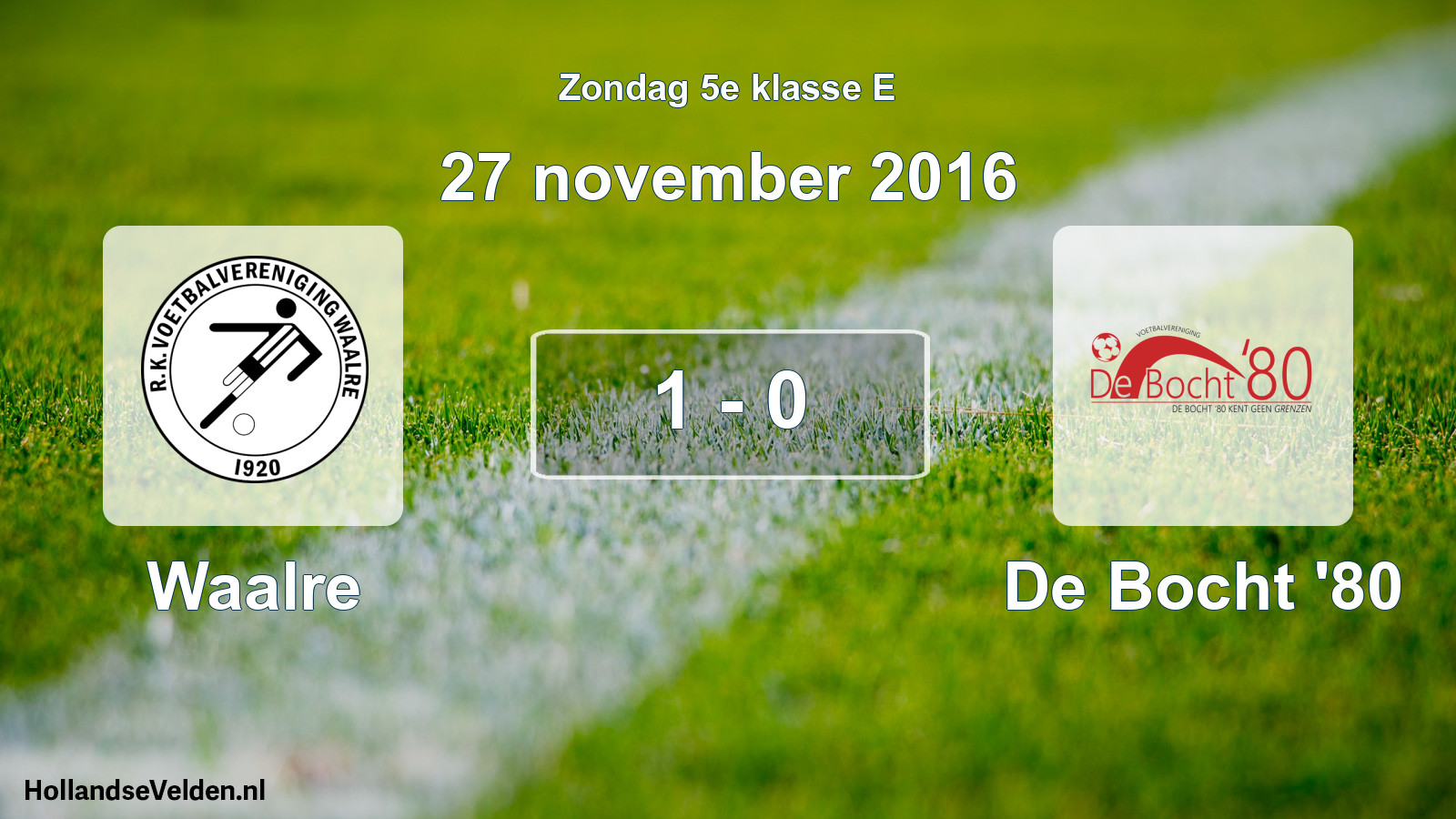 Total number of matches played: Waalre - De Bocht '80 1 - 0 (27 November 2016)