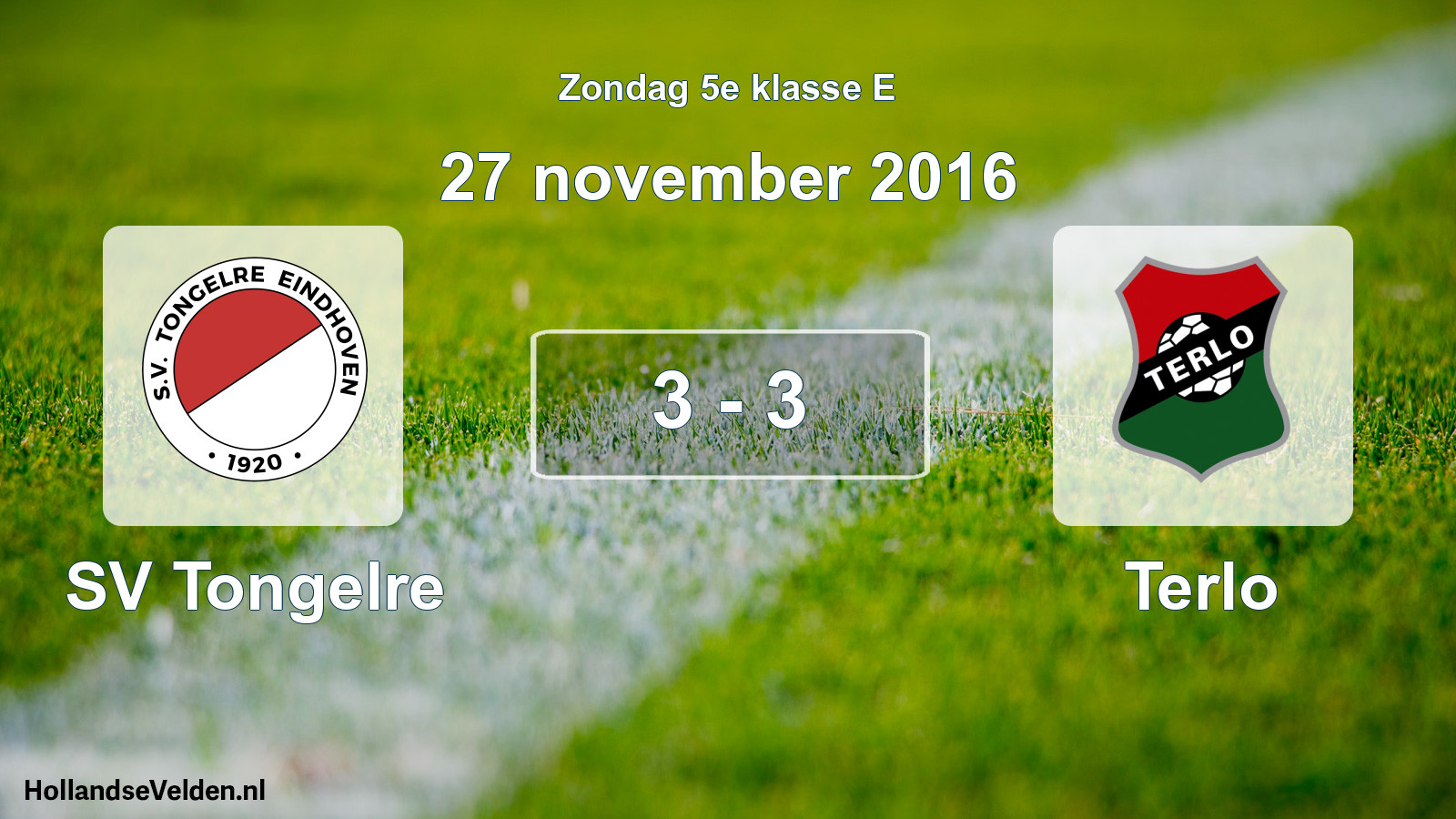 Total number of matches played: SV Tongelre - Terlo 3 - 3 (27 November 2016)