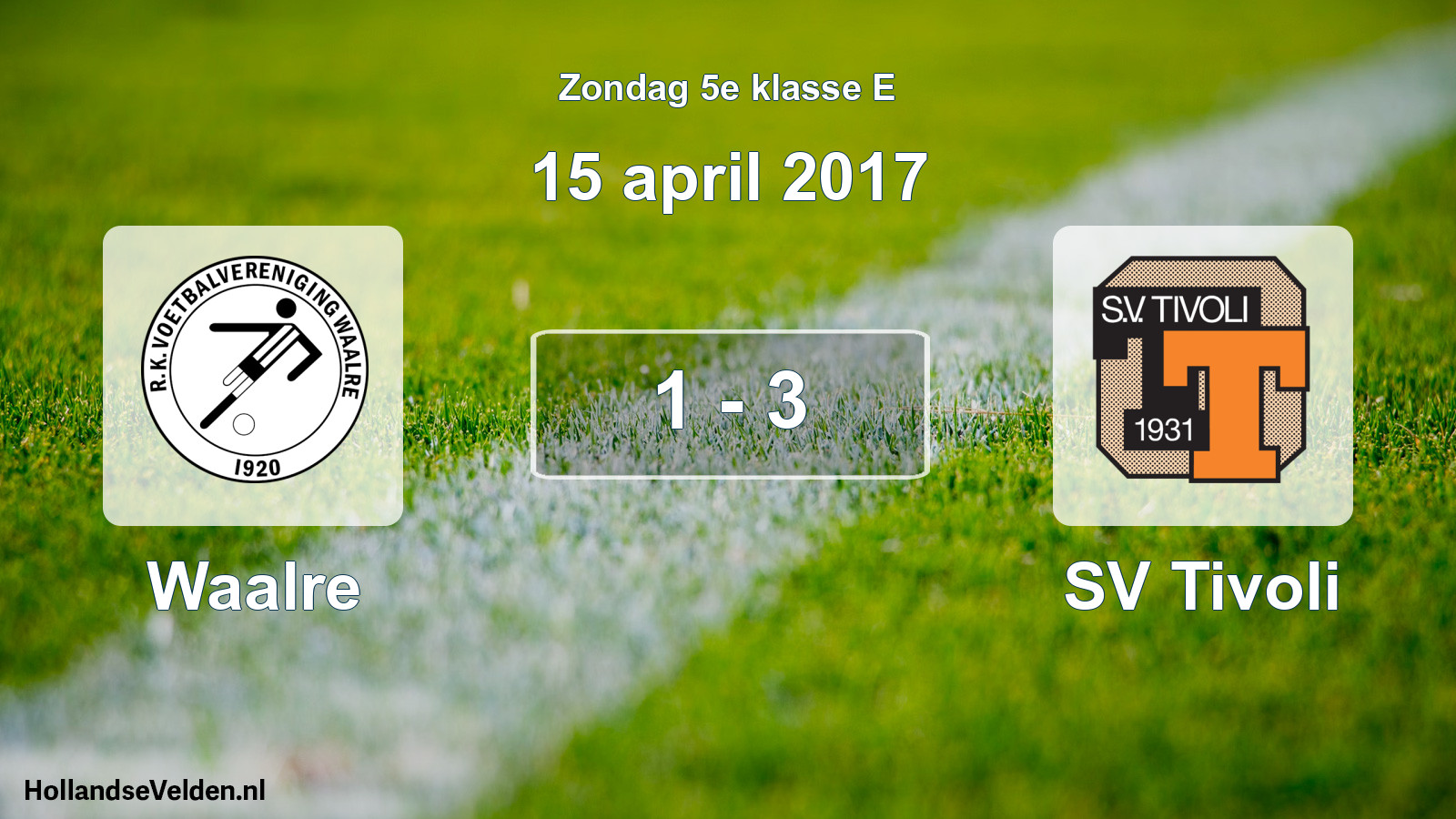 Total number of matches played: Waalre - SV Tivoli 1 - 3 (15 April 2017)