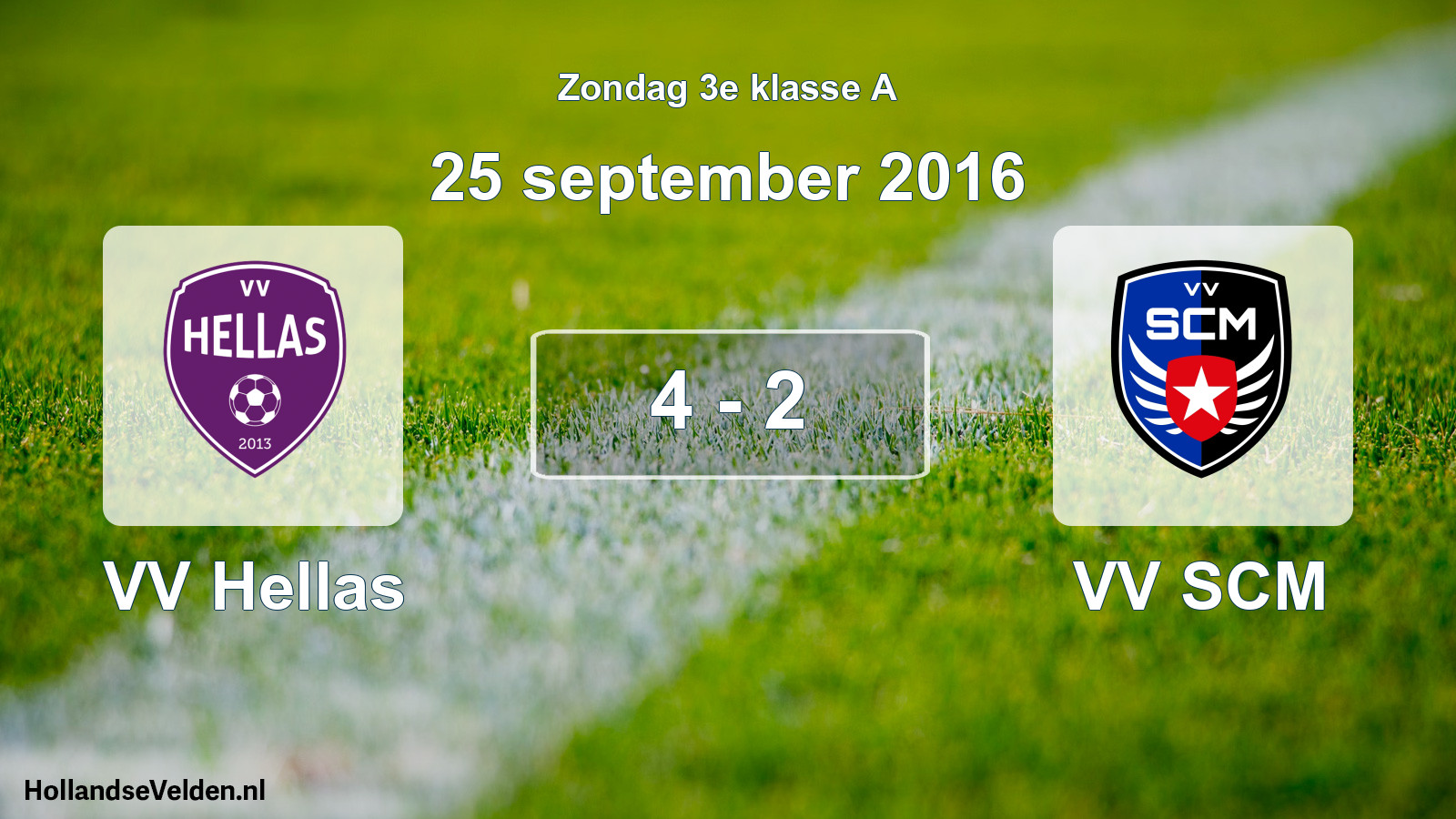 Total number of matches played: VV Hellas - VV SCM 4 - 2 (25 September 2016)