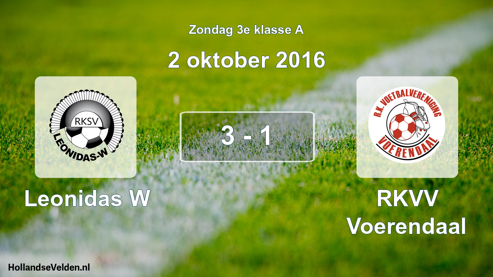 Total number of matches played: Leonidas W - RKVV Voerendaal 3 - 1 (2 October 2016)