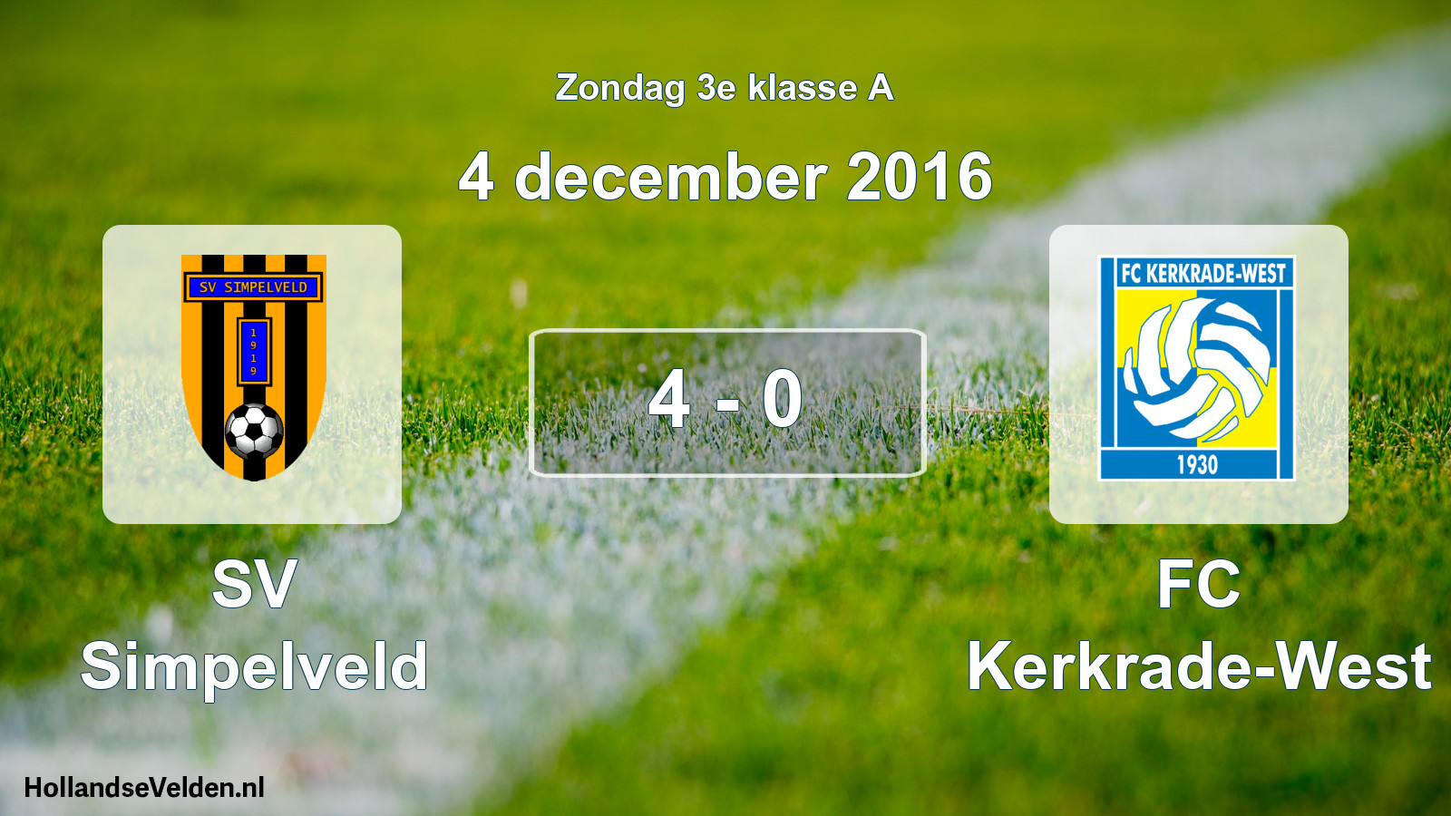 Total number of matches played: SV Simpelveld - FC Kerkrade-West 4 - 0 (4 December 2016)