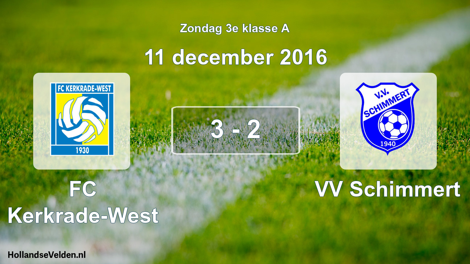 Total number of matches played: FC Kerkrade-West - VV Schimmert 3 - 2 (11 December 2016)