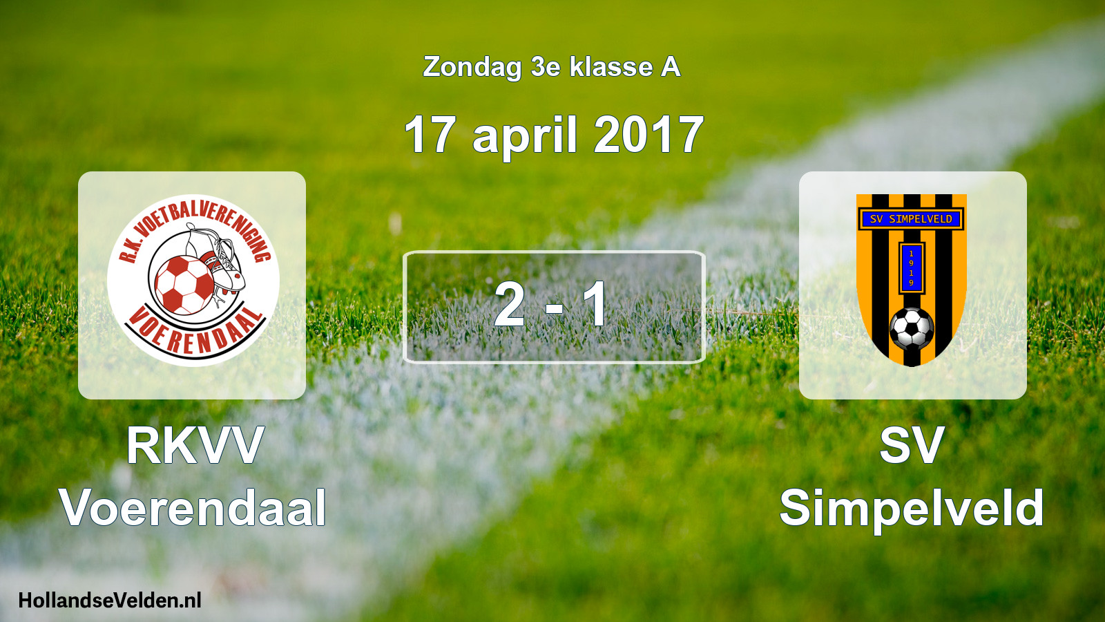 Total number of matches played: RKVV Voerendaal - SV Simpelveld 2 - 1 (17 April 2017)
