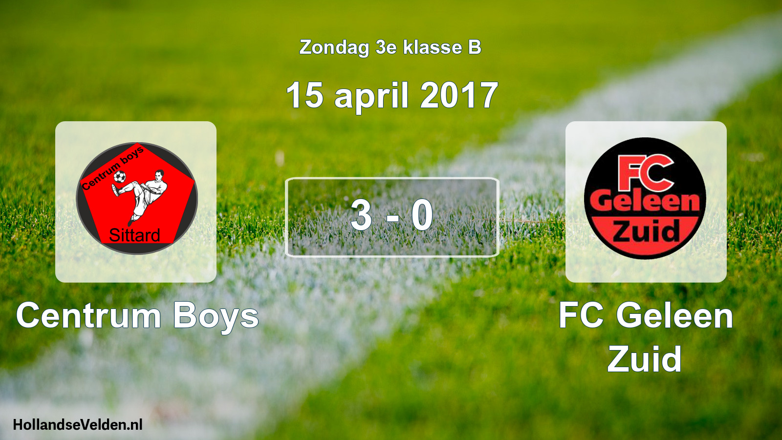 Total number of matches played: Centrum Boys - FC Geleen Zuid 3 - 0 (15 April 2017)