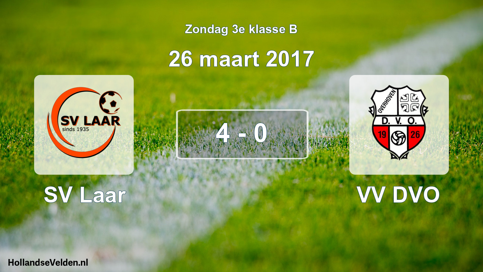 Total number of matches played: SV Laar - VV DVO 4 - 0 (26 March 2017)
