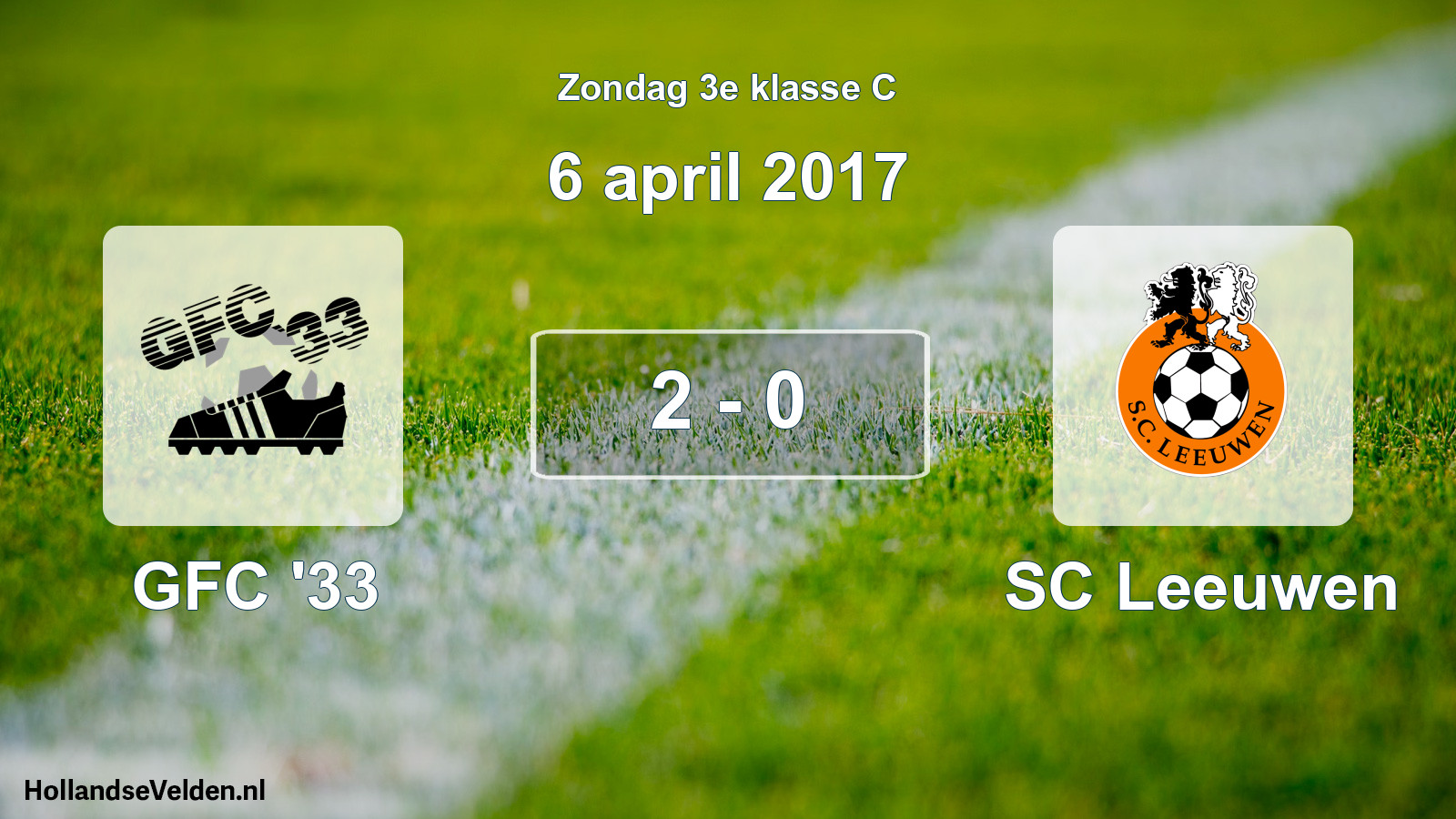 Total number of matches played: GFC '33 - SC Leeuwen 2 - 0 (6 April 2017)