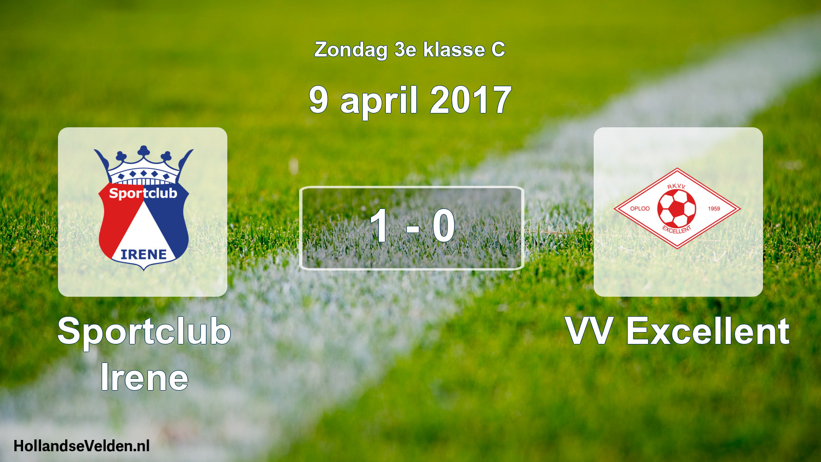 Total number of matches played: Sportclub Irene - VV Excellent 1 - 0 (9 April 2017)