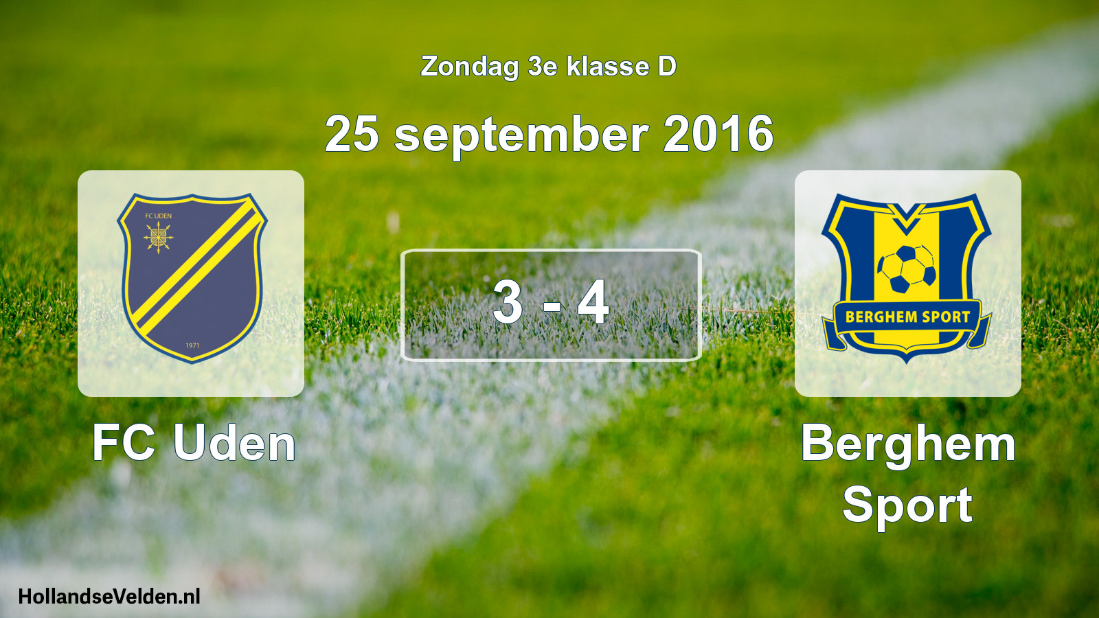 Total number of matches played: FC Uden - Berghem Sport 3 - 4 (25 September 2016)
