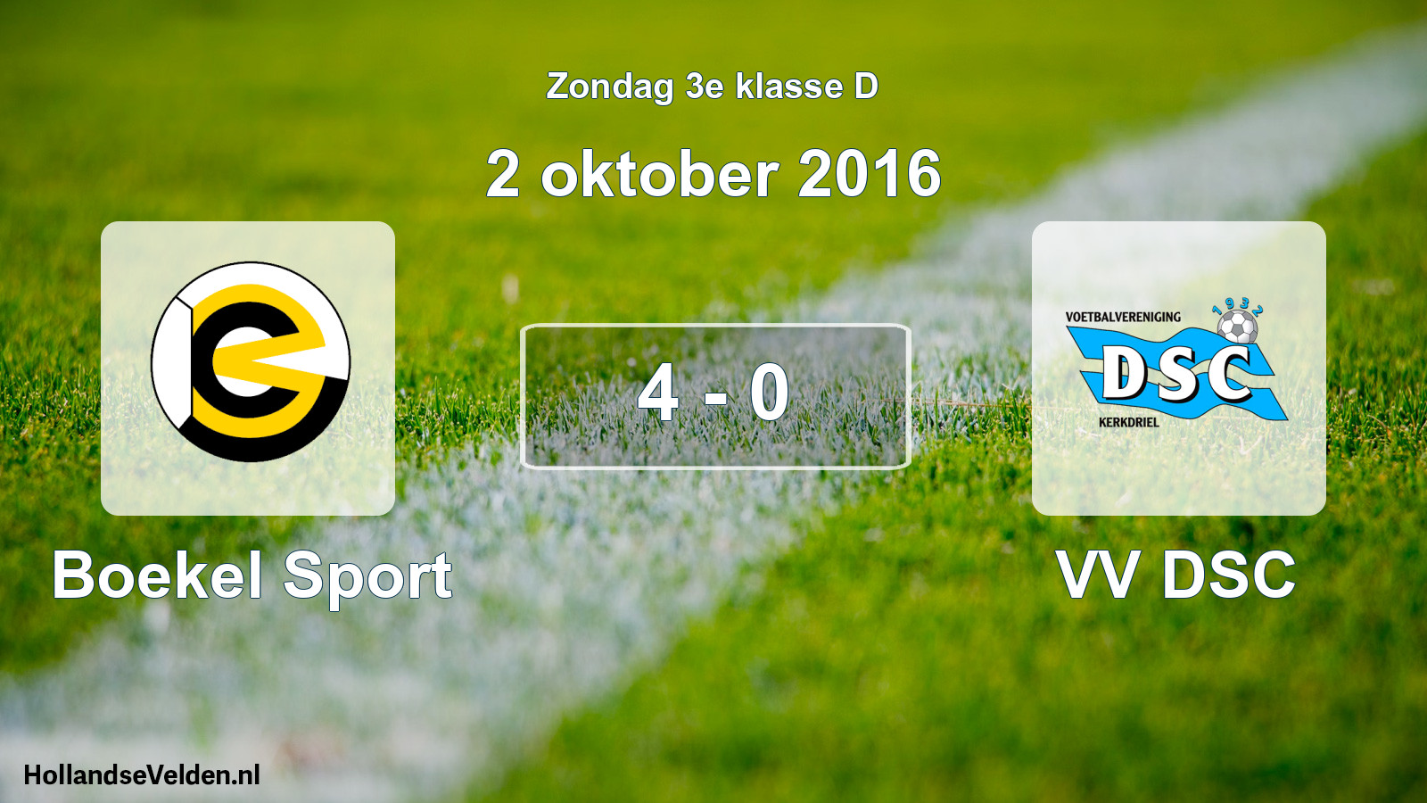 Total number of matches played: Boekel Sport - VV DSC 4 - 0 (2 October 2016)