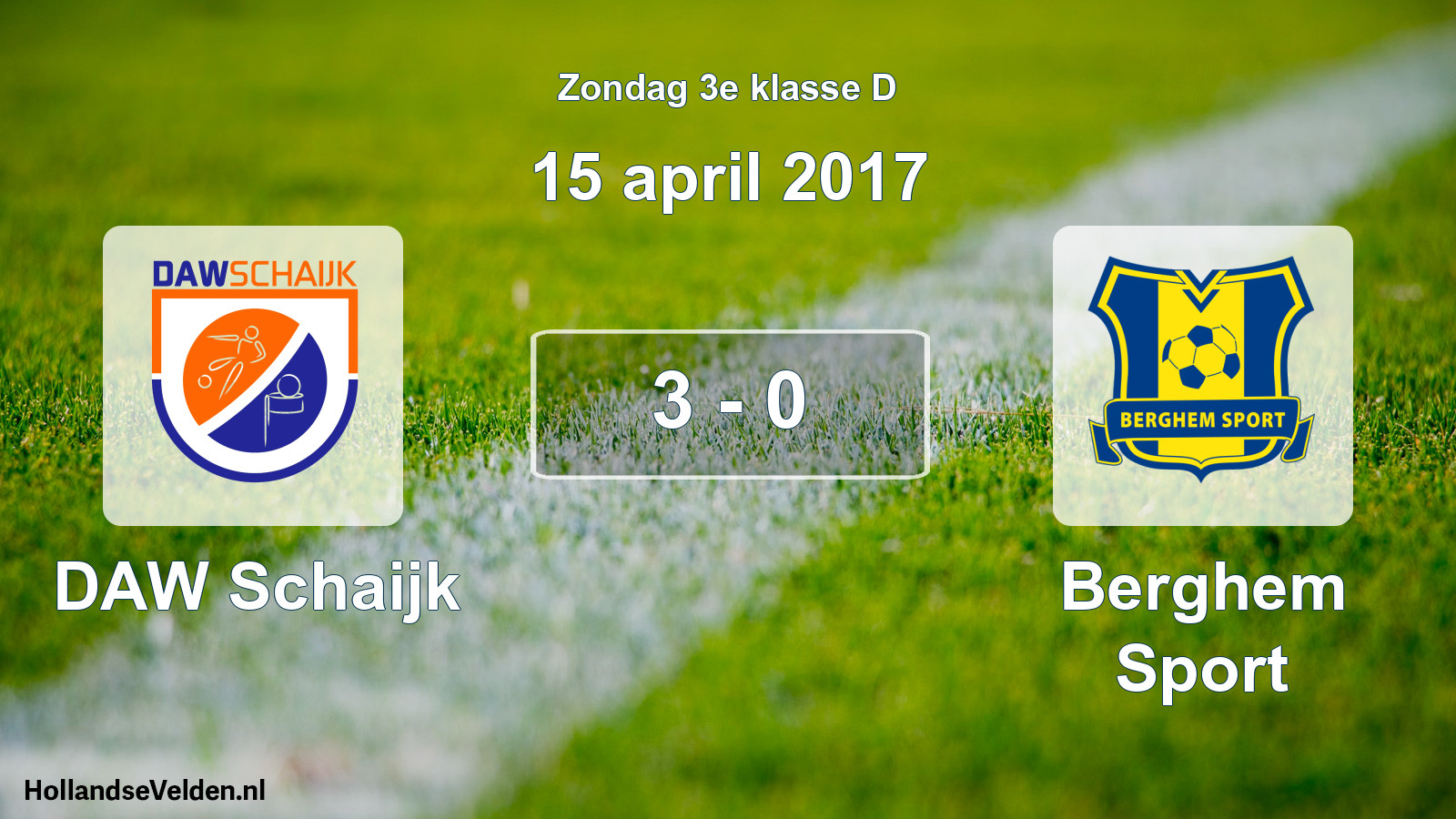 Total number of matches played: DAW Schaijk - Berghem Sport 3 - 0 (15 April 2017)