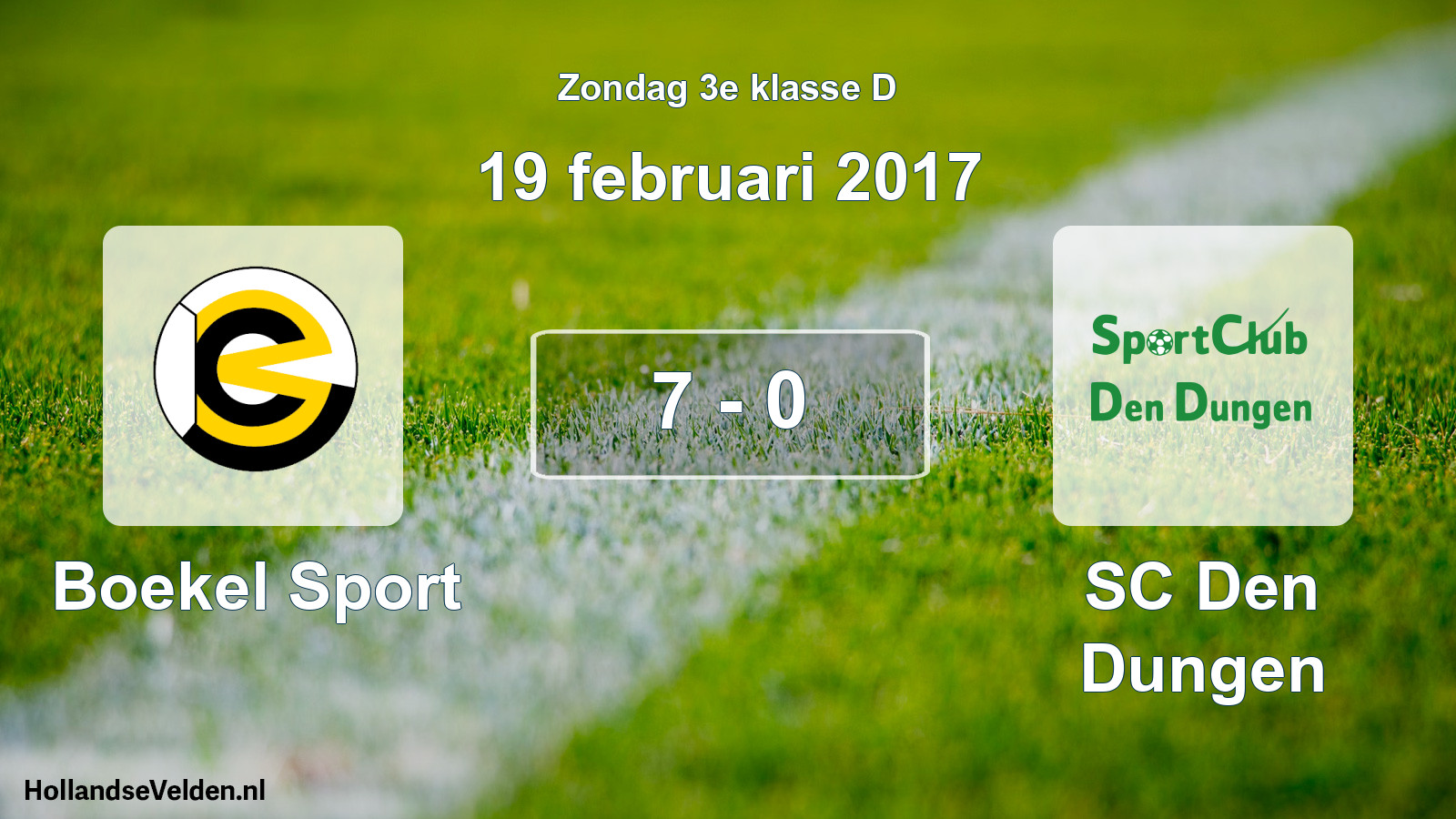 Total number of matches played: Boekel Sport - SC Den Dungen 7 - 0 (19 February 2017)