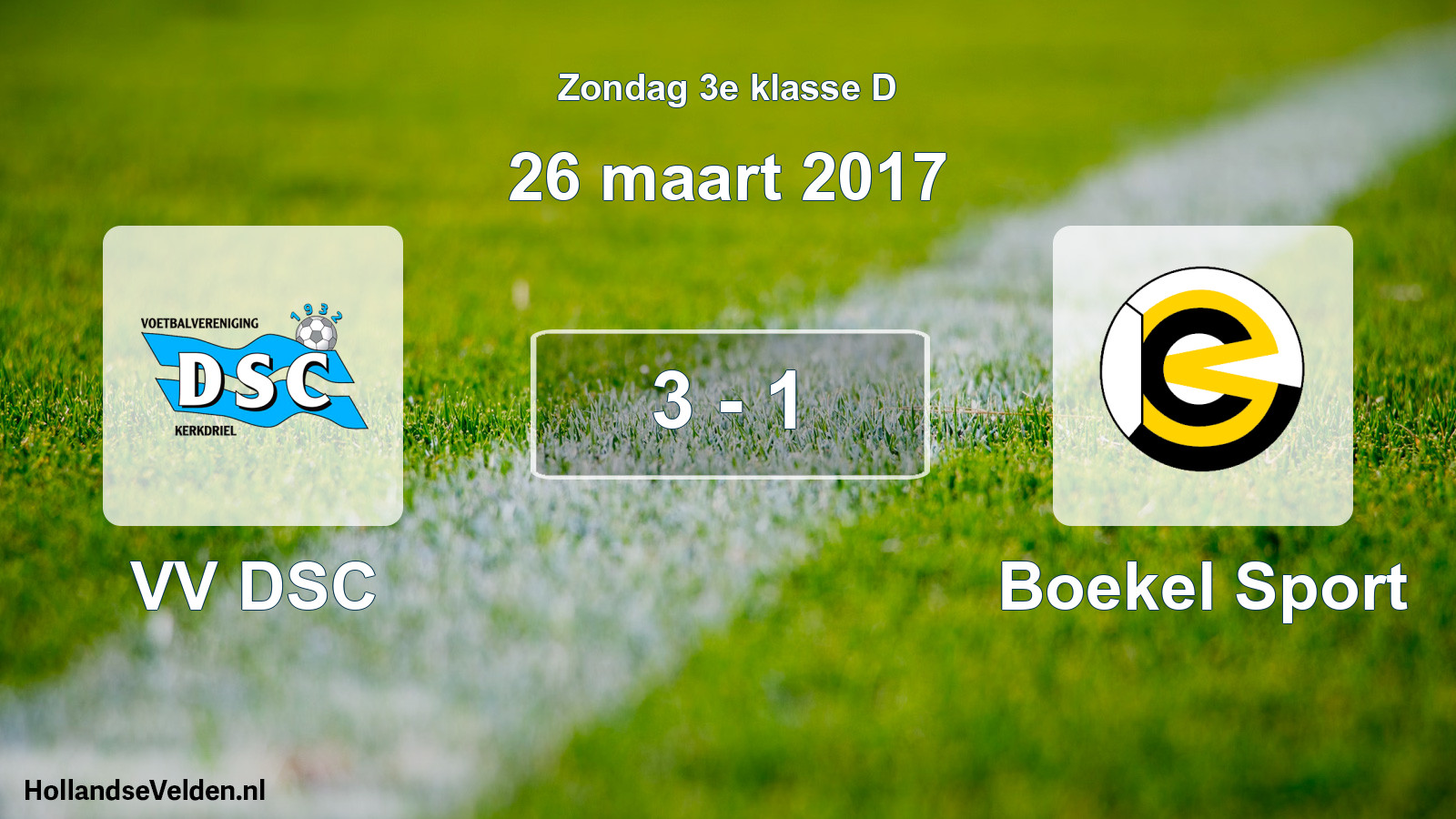 Total number of matches played: VV DSC - Boekel Sport 3 - 1 (26 March 2017)