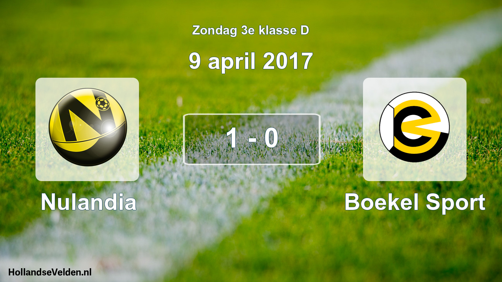 Total number of matches played: Nulandia - Boekel Sport 1 - 0 (9 April 2017)