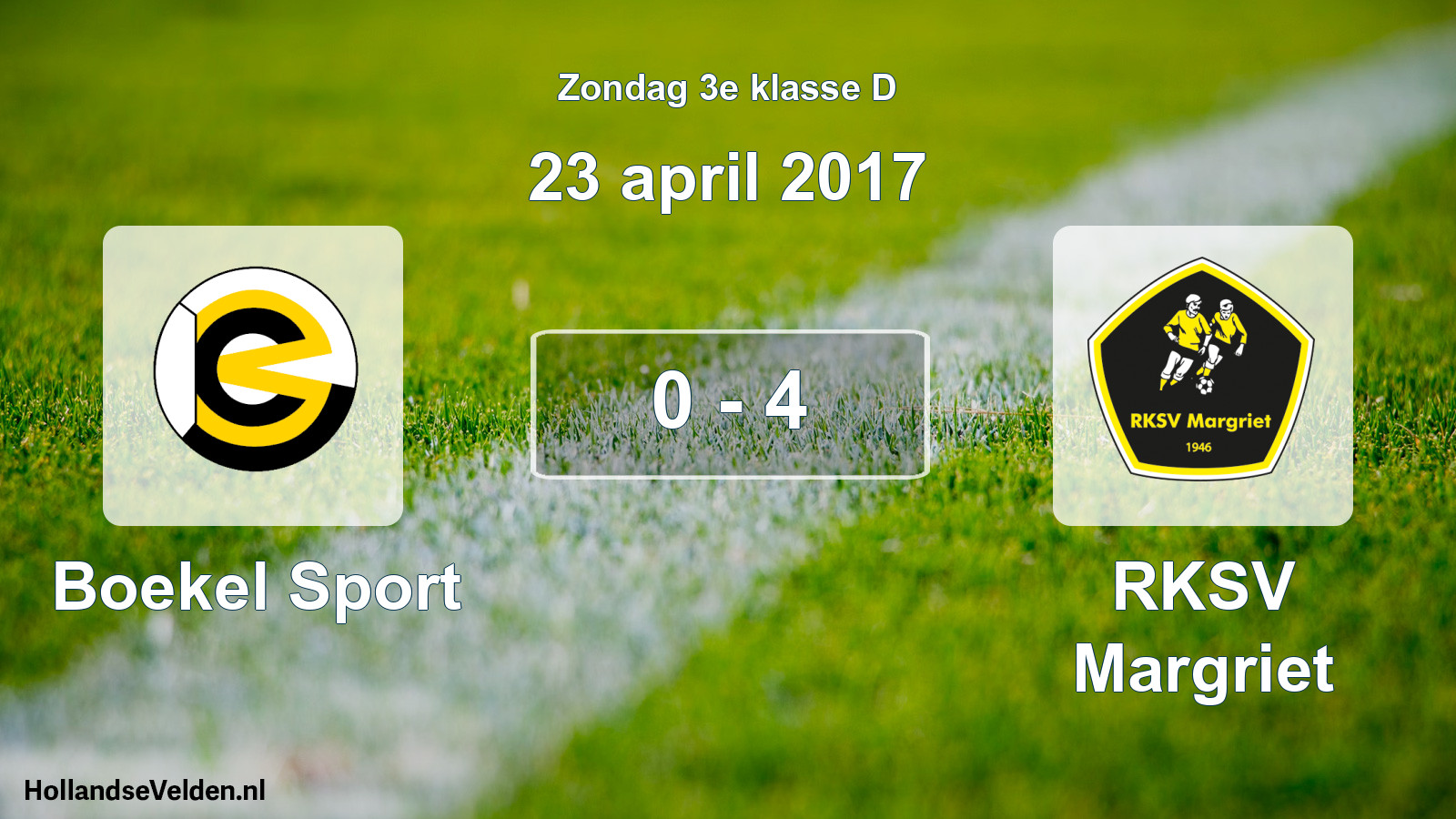 Total number of matches played: Boekel Sport - RKSV Margriet 0 - 4 (23 April 2017)