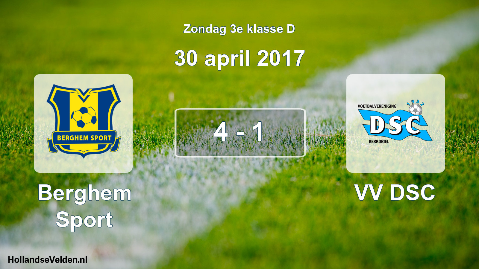 Total number of matches played: Berghem Sport - VV DSC 4 - 1 (30 April 2017)