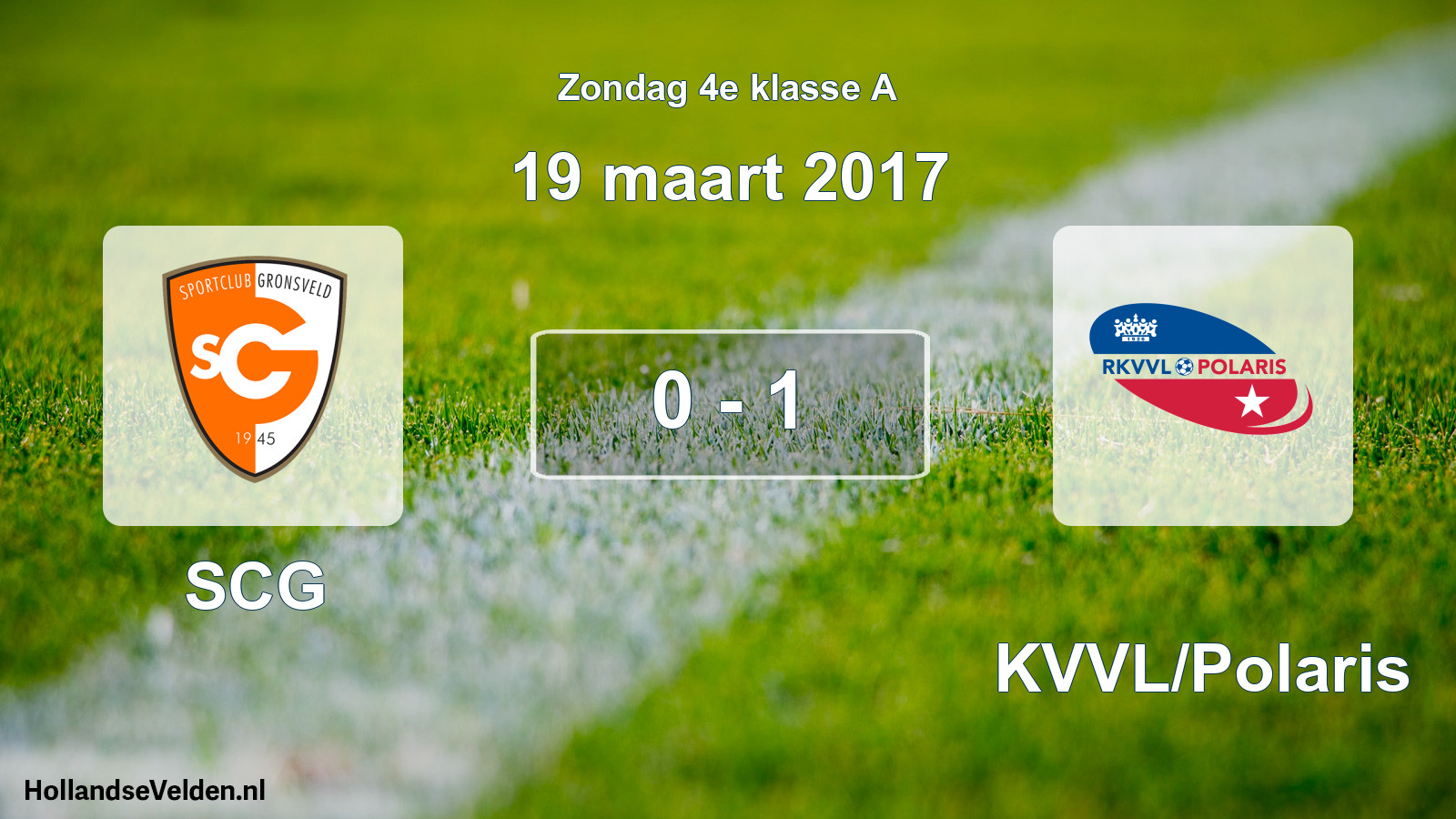 Total number of matches played: SCG - RKVVL/Polaris 0 - 1 (19 March 2017)