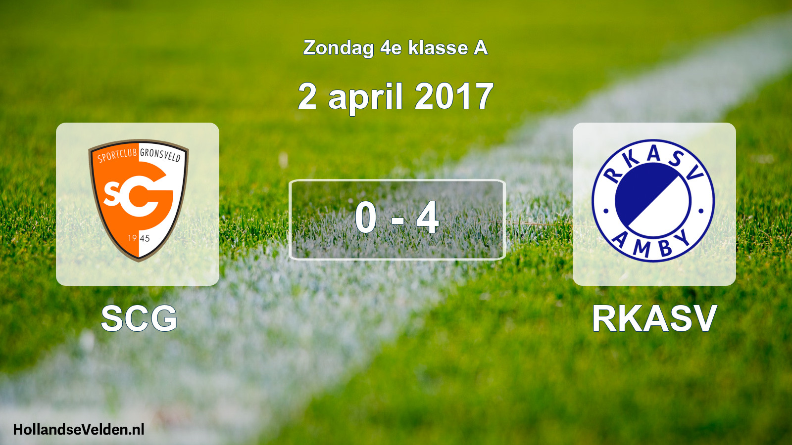Total number of matches played: SCG - RKASV 0 - 4 (2 April 2017)