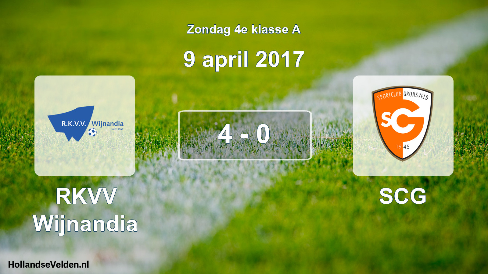 Total number of matches played: RKVV Wijnandia - SCG 4 - 0 (9 April 2017)