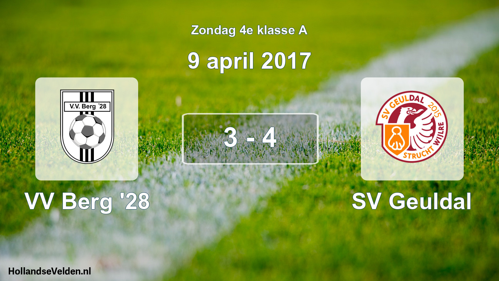 Total number of matches played: VV Berg '28 - SV Geuldal 3 - 4 (9 April 2017)