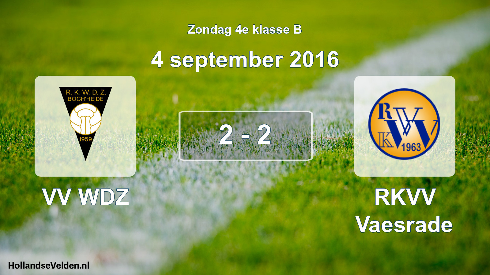Total number of matches played: VV WDZ - RKVV Vaesrade 2 - 2 (4 September 2016)