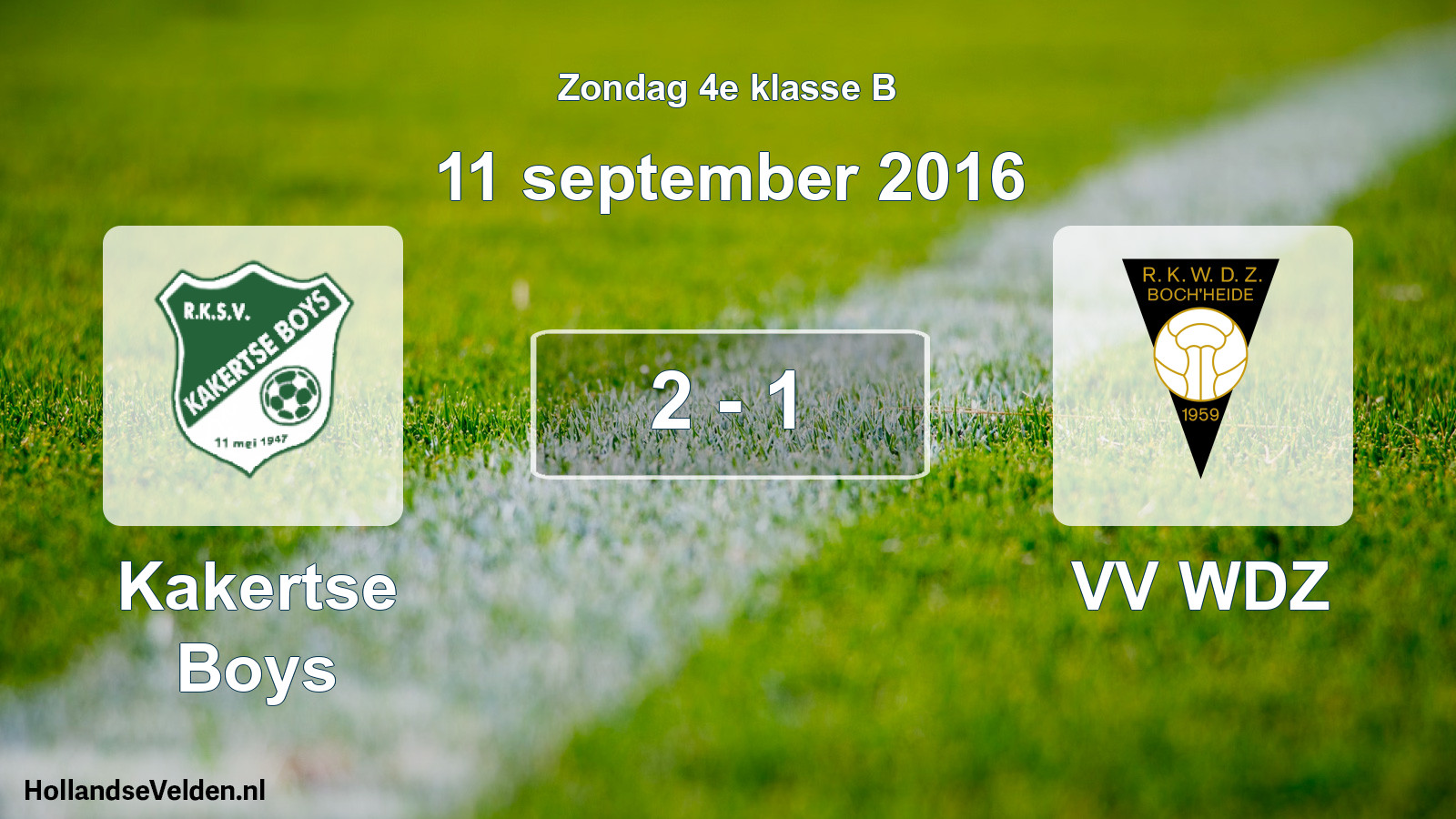 Total number of matches played: Kakertse Boys - VV WDZ 2 - 1 (11 September 2016)