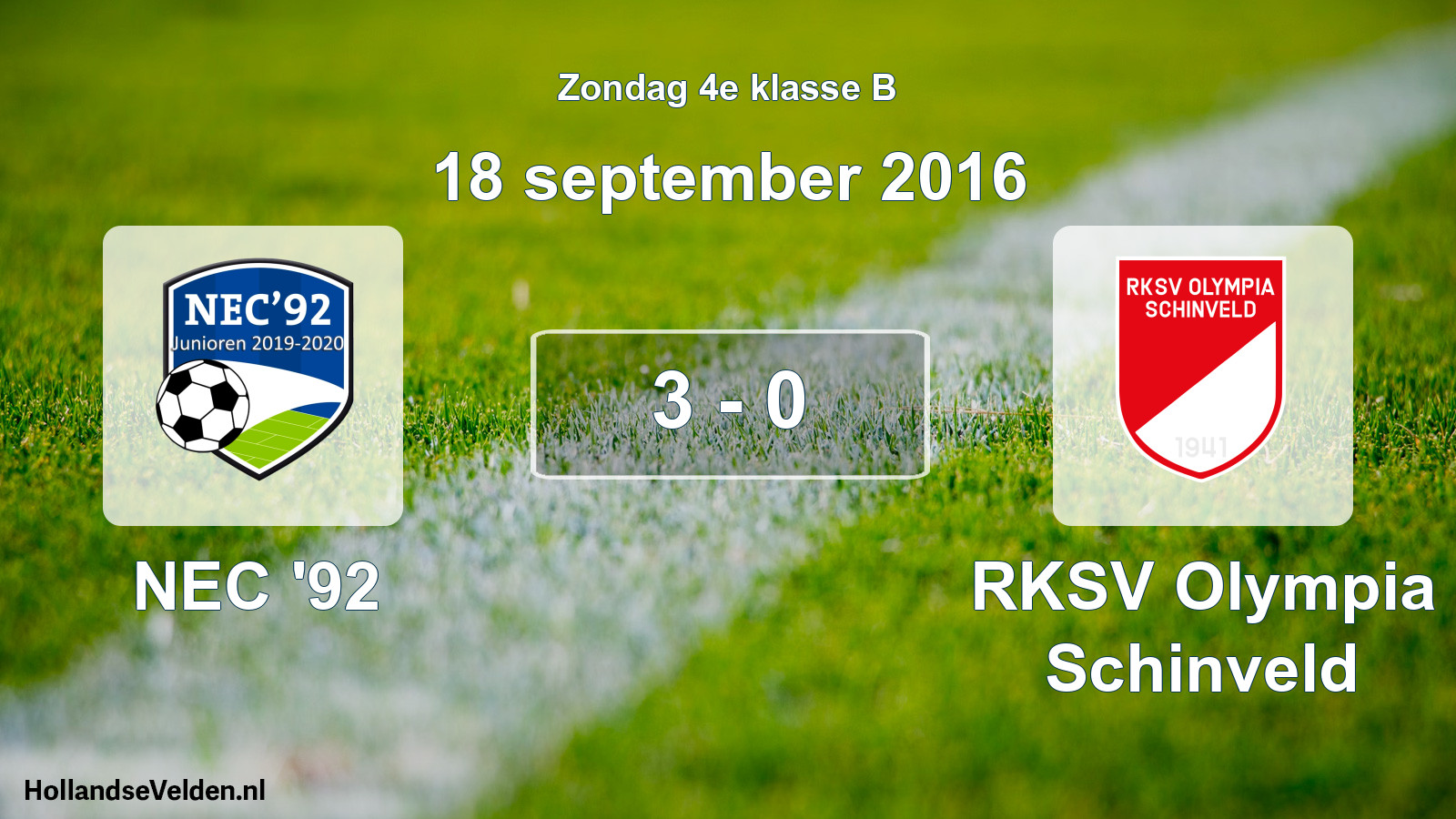 Total number of matches played: NEC '92 - RKSV Olympia Schinveld 3 - 0 (18 September 2016)