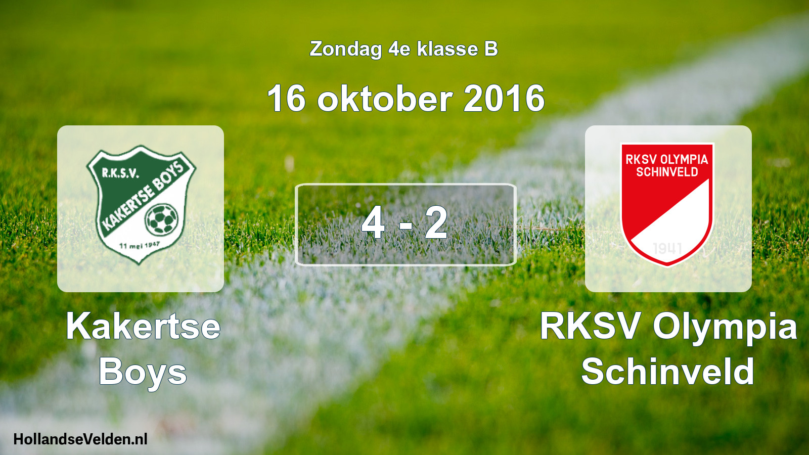 Total number of matches played: Kakertse Boys - RKSV Olympia Schinveld 4 - 2 (16 October 2016)