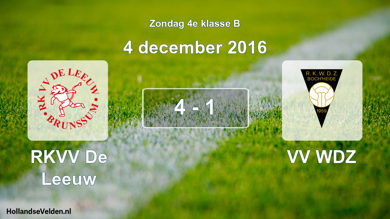 Total number of matches played: RKVV De Leeuw - VV WDZ 4 - 1 (4 December 2016)