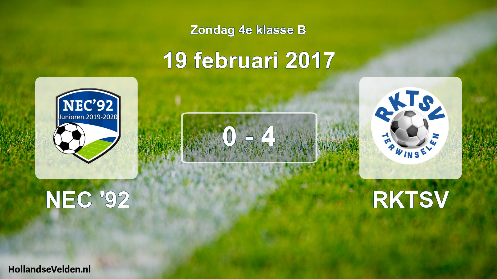 Total number of matches played: NEC '92 - RKTSV 0 - 4 (19 February 2017)