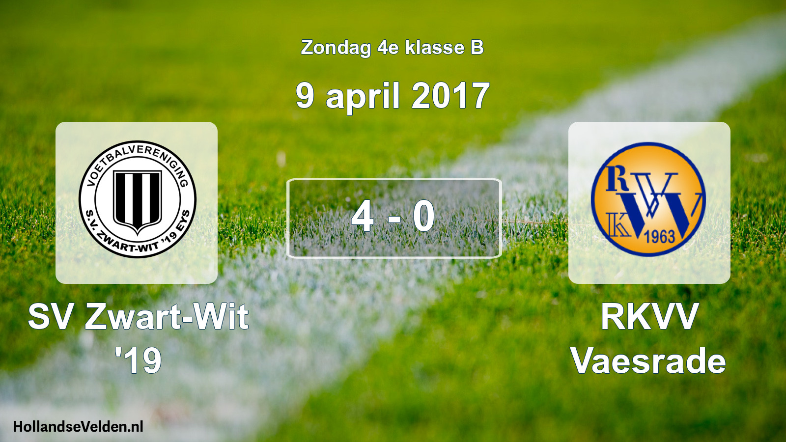 Total number of matches played: SV Zwart-Wit '19 - RKVV Vaesrade 4 - 0 (9 April 2017)