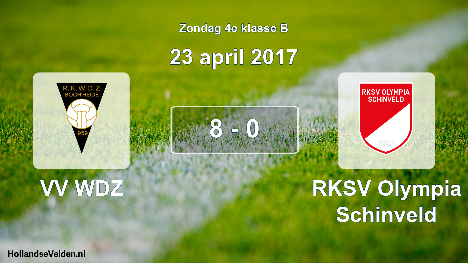 Total number of matches played: VV WDZ - RKSV Olympia Schinveld 8 - 0 (23 April 2017)