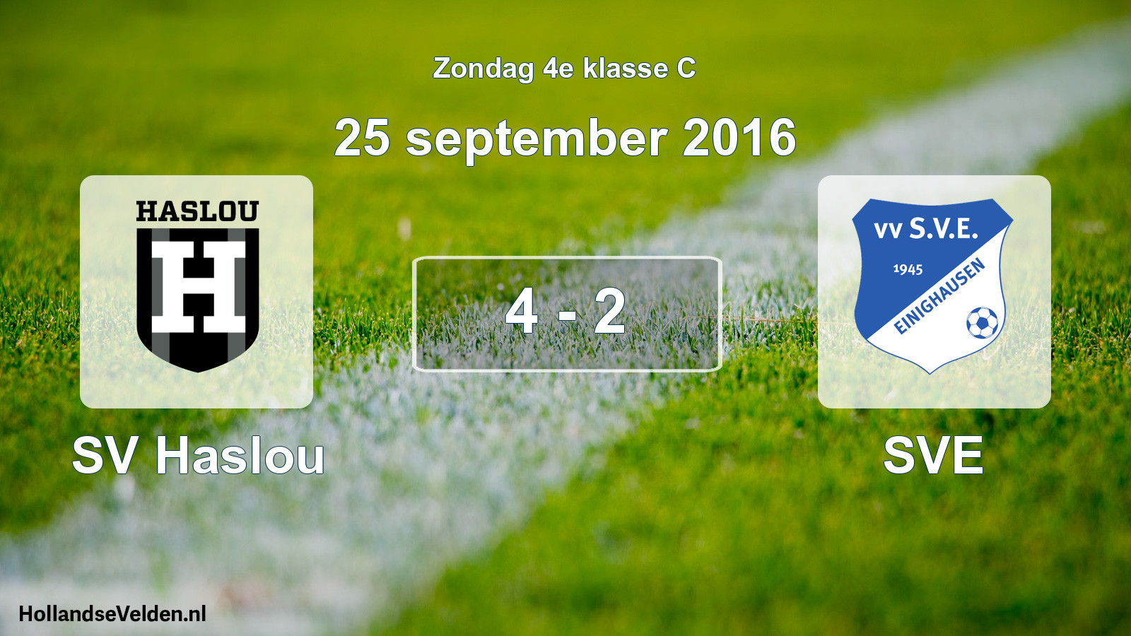 Total number of matches played: SV Haslou - SVE 4 - 2 (25 September 2016)