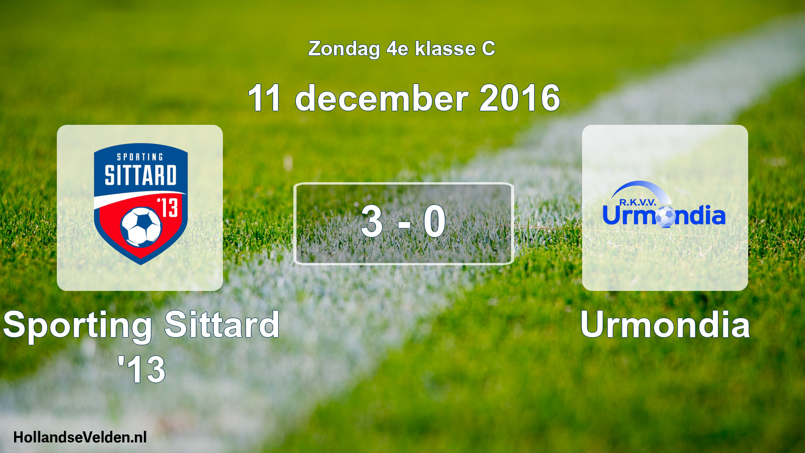 Total number of matches played: Sporting Sittard '13 - Urmondia 3 - 0 (11 December 2016)