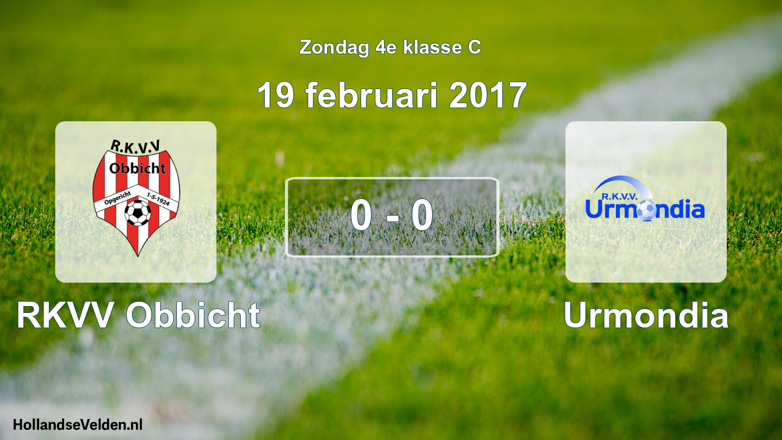 Total number of matches played: RKVV Obbicht - Urmondia 0 - 0 (19 February 2017)