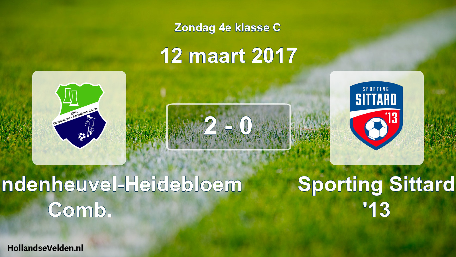 Total number of matches played: RKFC Lindenheuvel-Heidebloem Comb. - Sporting Sittard '13 2 - 0 (12 March 2017)