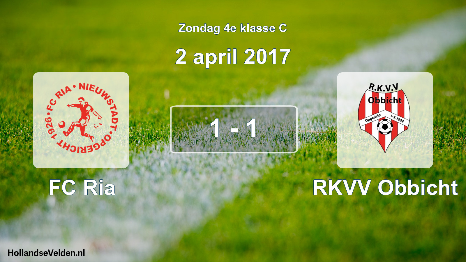 Total number of matches played: FC Ria - RKVV Obbicht 1 - 1 (2 April 2017)
