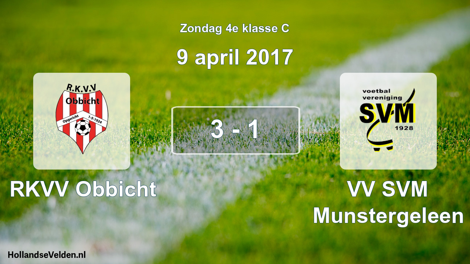 Total number of matches played: RKVV Obbicht - VV SVM Munstergeleen 3 - 1 (9 April 2017)