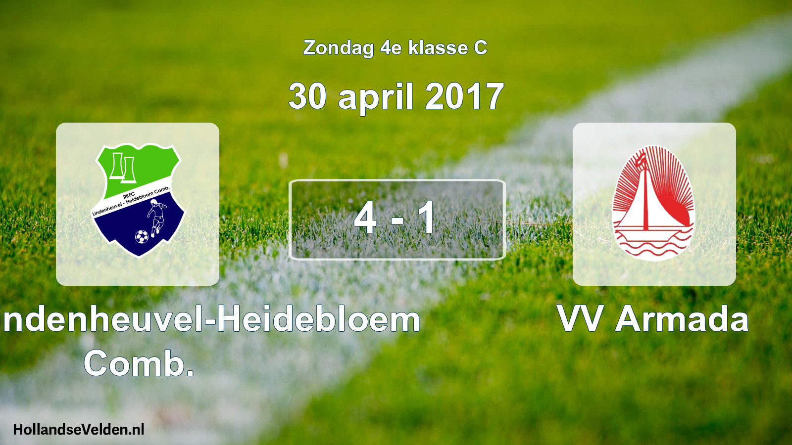 Total number of matches played: RKFC Lindenheuvel-Heidebloem Comb. - VV Armada 4 - 1 (30 April 2017)
