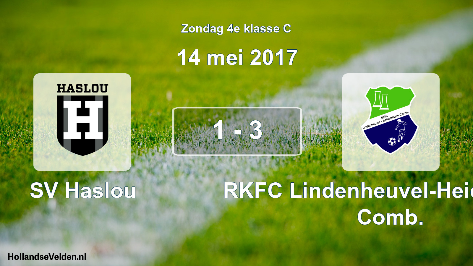 Total number of matches played: SV Haslou - RKFC Lindenheuvel-Heidebloem Comb. 1 - 3 (14 May 2017)